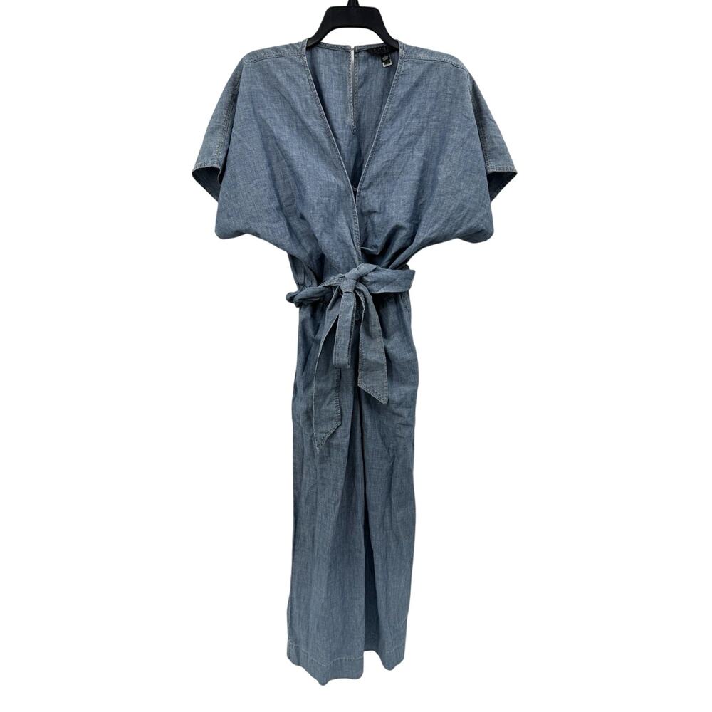 Lauren Ralph Lauren Black Label Blue Denim Chambray Romper Belted Size 2